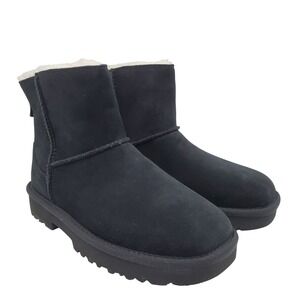 UGG Marais Zip Up SIZE 7 Women's Suede Ankle Sheepskin Winter Boots Black